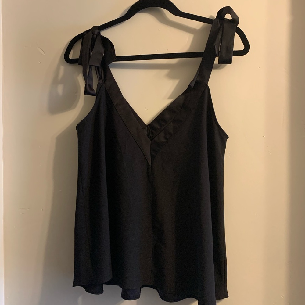 ASOS Black Sleeveless Blouse with Ties Sz. 12 - Picture 2 of 6